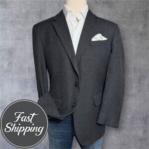JOS A BANK Travel Men’s 42R Gray Wool Blazer Sport Coat Two‑Button Jacket